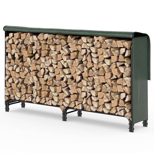 vounot® Serre bûche 2m avec housse de protection Range bûche acier grande capacité Rangement pour bûches Serre bois housse de protection intégrale inclus