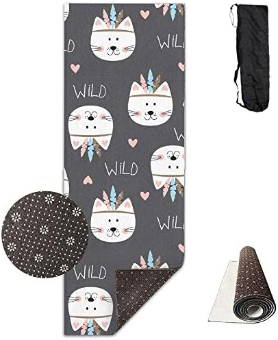 FGRYGF Premium Print Yoga Mat, Cute Indian Cats Model, Fitness Carrying Strap & Bag