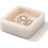 CM CHIC MONDAY Marble Ring Holder for Women, Irregular Square Jewelry Dish Tray, Monthers Day Gifts Small Ring Dish(Natural White)