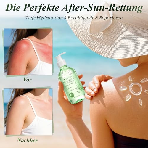 Aloe Vera Gel 300 ml - 100% Natural Aloe Vera Moisturising Cream for Face, Body and Hair, Soothing Nourishing Natural Cosmetics for Dry Stressed Skin, After Sun Sunburn