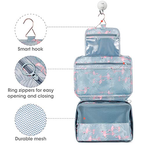 Hanging Travel Toiletry Bag Cosmetic Make up Organizer for Women and Girls Waterproof (A-Flamingo) 4 Hanging Travel Toiletry Bag Cosmetic Make up Organizer for Women and Girls Waterproof (A-Flamingo)