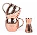 Naava Moscow Mule Mugs - Authentic Russian Moscow Mule Gift Set of 2 Beautiful Artisan Hammered Copper Mugs PLUS Liquor Jigger - Unlined, Unlacquered and Genuine - 100% Solid Copper Guaranteed!