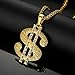 NYUK Gold Chain for Men with Dollar Sign Pendant Necklace (Style B 30'' length)