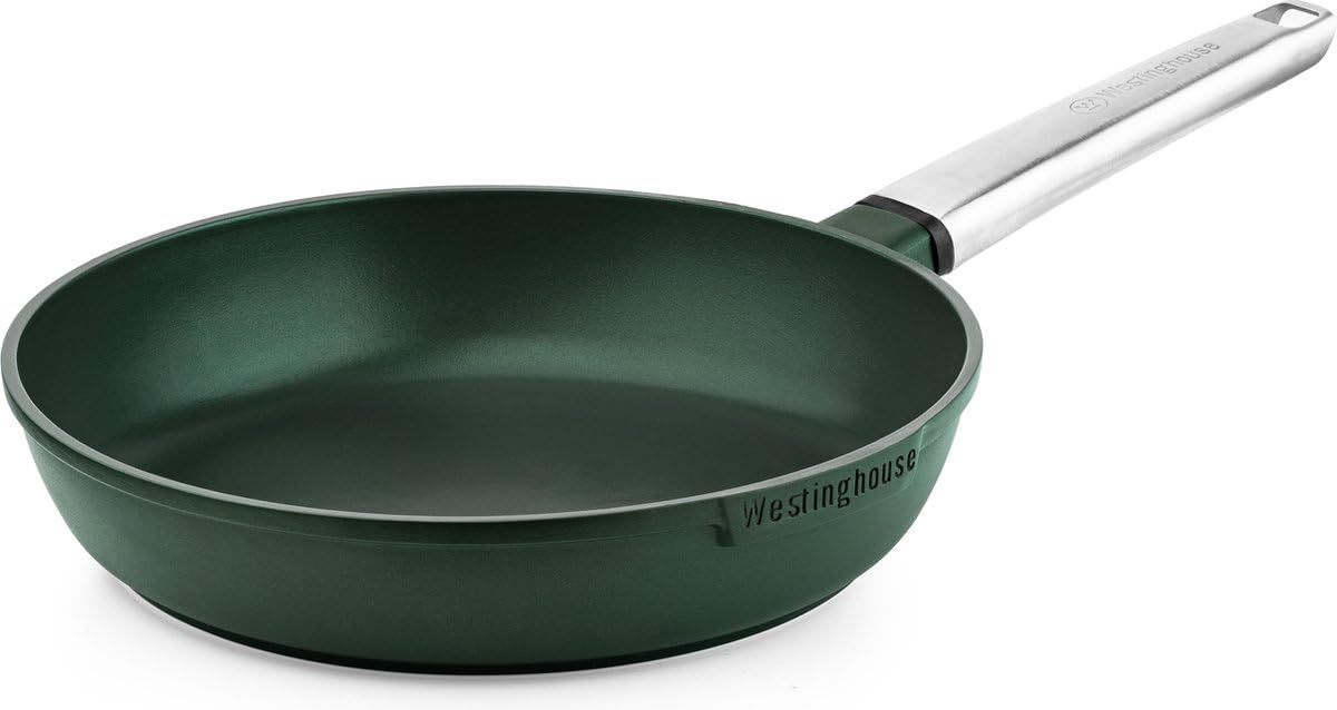Westinghouse Performance Series Nonstick Frying Pan - 24cm Induction Hob Frying Pan - Lightweight Cast Aluminium - Cooking Pans For All Stove Types & Oven Proof - Stainless Steel Handle - Green