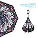 ZOMAKE Double Layer Inverted Umbrella Cars Reverse Umbrella, UV Protection Windproof Large Straight Umbrella for Car Rain Outdoor with C-Shaped Handle(Beauty Flower)