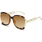 BOTEN Oversized Square Sunglasses for Women Men 70s Retro Big Frame Sun Glasses Fashion Luxury Chain Legs Sunnies