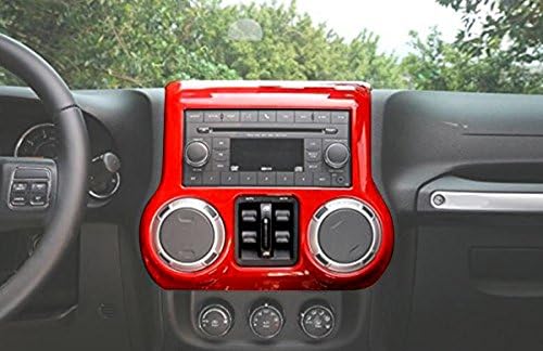ICARS Red Interior Inner Center Console Cover Trim Accents Accessories for 2011 2012 2014 2013 2014 2015 2016 2017 Jeep Wrangler JK &amp; Unlimited 1pc