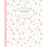 Pink Coquette Composition Notebook: Tulips & Bows | College-ruled | 7.5 x 9.25" | 110 Pages