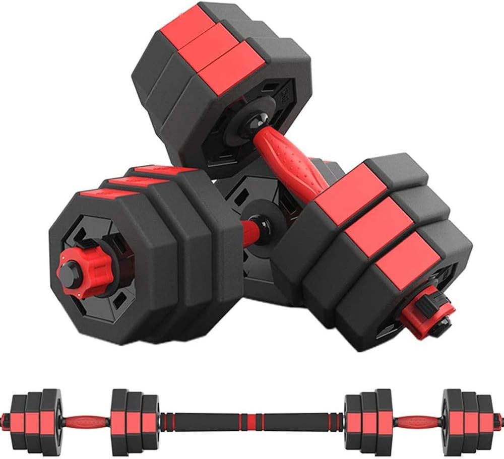 RROWER Dumbbell Barbell Combination Packages,Adjustable Dumbbells Pair, Iron Sand Mixture Octagonal Designed, Anti Rolling Fitness Dumbbells,for Home Gym Exercise Men Women