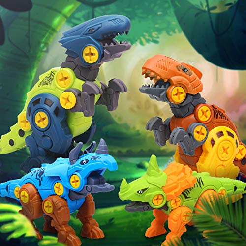Sanlebi Dinosaurier Montage Spielzeug, 4 Stück Dinosaurier Spielzeug ab 3 4 5 6 Jahre mit Schrauben Dinosaurier Ei DIY… – Bild 5