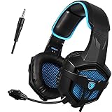 UL SADES SA807 Multi-Platform Gaming Headsets Headphones For New Xbox one PS4 PC Laptop Mac iPad iPod (Black&Blue)