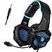 GW SADES SA807 PS4 3.5mm Wired Bass Stereo Noise Isolation Gaming Headset Headphones, Over Ear with Mic Volume Control for New Xbox One/PC/Mac/Smartphone/Laptop/Mac/iPad/iPod(Black/Blue)