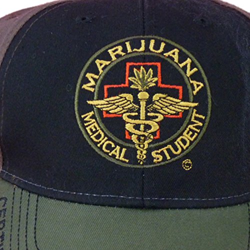 Cannabis 420 Marijuana Themed Ball Cap Hats (One Size, MMJ Student Black Front) - Thumbnail 4