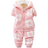 Yao Spring and Autumn Winter Fleece Flowers Warm Girls 2 Piece Set