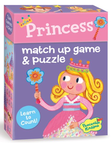 Peaceable Kingdom Princess 24 Card Number Match Up Memory Game and Floor Puzzle for Kids