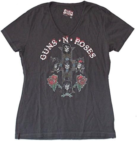 Guns N Roses Swag Skull Cross Girls Juniors Black T Shirt