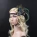 Aniwon Flapper Headband Elastic Feather Headband with Rhinestone Decoration
