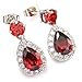 fc jory White Gold GP Ruby Color Red Pear Teardrop Halo Necklace Earrings Jewelry Set Wedding Jewelry Brides Bridesmaids