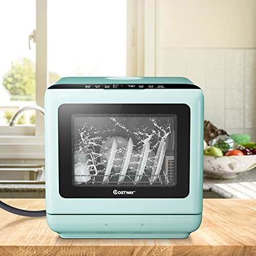 COSTWAY Portable Countertop Dishwasher, With 5Liter Builtin Water