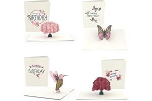 Lovepop Birthday Notecards 4 pack 3.75 Inches X 5.125 Inches, 4 cards, 4 Envelopes