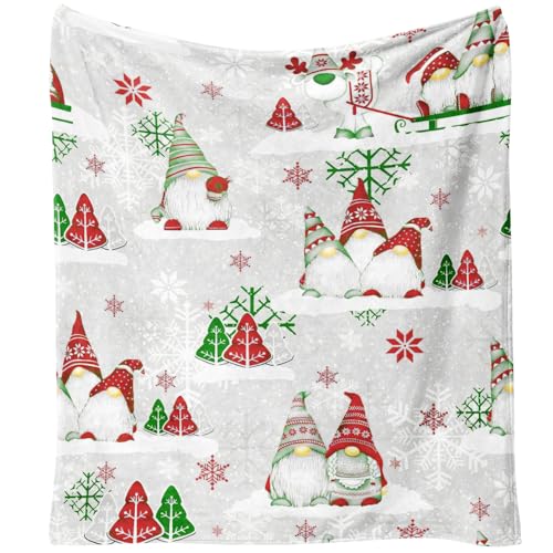 Christmas Throw Blanket 60"x50",Winter Gray Red Green Gnome Xmas… at Amazon