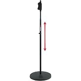 Gator Frameworks Microphone Stand with 12" Weighted Base and Deluxe Soft Grip Squeeze Height Adjustment, (GFW-MIC-1201)