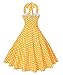 V Fashion Women's Rockabilly 50s Vintage Polka Dots Halter Cocktail Swing Dress Yellow and White