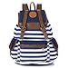 Rbenxia Unisex Canvas Backpack School Bag Super Cute Stripe School College Laptop Bag for Teens Girls Boys Students - Blue Stripe