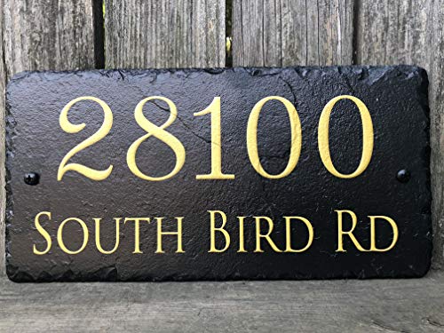 Sassy Squirrel Beautifully Handcrafted and Customizable Slate Home Address Plaque (12"x6" or 18"x8") Personalized House Sign with and mounting Hardware. Improve The Curb Appeal of Your Property - Thumbnail 3