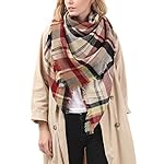 Zando Womens Winter Scarf Tassel Plaid Scarf Chunky Blanket Scarves Soft Lightweight Blanket Thick Large Wrap Shawl