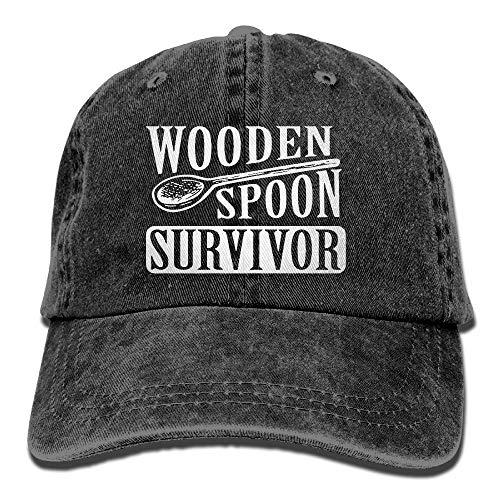 Fgeffs8 Wooden Spoon Survivor Mens Womens Washed Denim Baseball Cap Adjustable Back Closure Trucker Hat Outdoor Sport Hats