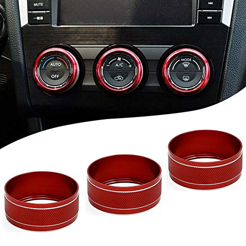 Motoparty AC Climate Control Knob Ring Covers For Subaru WRX STI Impreza Forester XV Crosstrek Control Switch Knob Covers,Red Anodized Aluminum - Thumbnail 5
