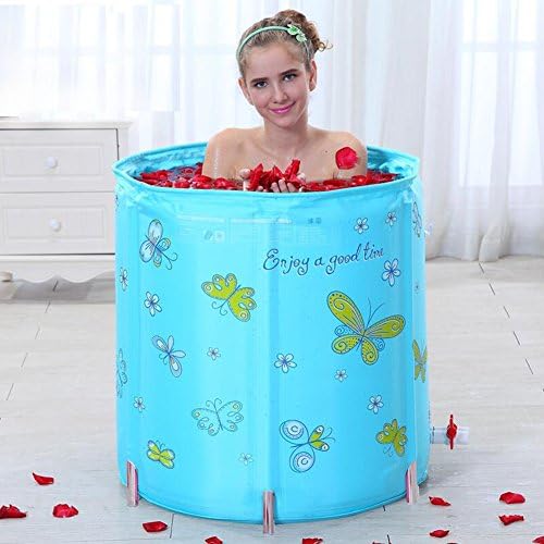 LXJYMX Liftable Folding Bathtub, Thicker Insulated Adult Children's Bathtub Available for Four Seasons - Portable Swimming tub (Color : Blue)