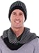 Simplicity Men's 2 Piece Winter Set Dual-Toned Handmade Scarf Beanie Black/Grey