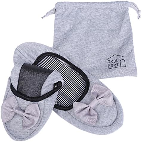 [Grouport] 携帯スリッパ レディース 折りたたみ ポータブル収納袋付き
