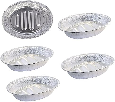 Pack of 5 Extra Large Disposable Aluminum Foil Roasting Pans, Oval Shape, Extra Large Size, 18.25" X 13.5 " X 3.5" Deep