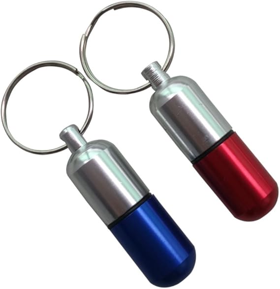 2 Pack Waterproof Pill Fob Medium Size Keychain Pill Holder