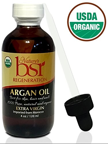 Moroccan Argan Oil, Certified Organic, 100% Pure, Cold Press , Unrefined for Face, Hair, Skin and Nail .