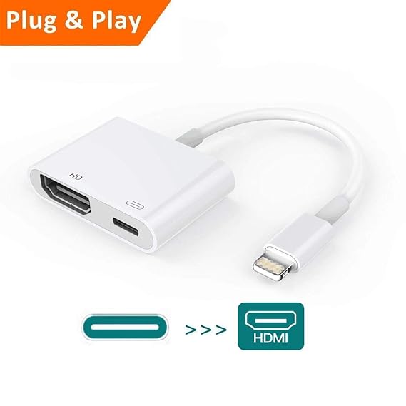 ZILI HDMI Kabel Adapter, 1080P Blitz Digital AV Adapter, Sync Screen HDMI Anschluss mit Ladeanschluss kompatibel zu Phone- [N