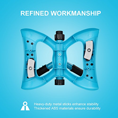 BlueFinger Lawn Sprinkler, Automatic 360 Rotating Sprinklers for Garden, Adjustable Water Irrigation System with Three Arm and Metal Weighted Base, Brass Water Outlet (2 Pack)