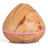 Adoric Aromatherapy Essential Oil Diffuser 400ml, Ultrasonic Cool Mist Humidifier - Whisper Quiet Operation & Waterless Auto Shut-off - 4 Timer Settings & 2 Mist Mode - Color Changing - Wood Grain