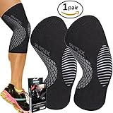 PHYSIX GEAR SPORT Knee Support Brace - Premium Recovery & Compression Sleeve For Meniscus Tear, ACL, Running & Arthritis - Best Neoprene Wrap for Crossfit, Squats & Heavy Duty Workouts (1 PAIR Grey S)