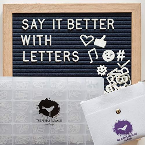 Letter Board - White Felt Letter Board 10x10 with 340 Pre Cut Letters - Solid Oak Frame, Felt Bag, Sorting Tray - for Home Decor, Offices & Cafes - Perfect for Milestone Announcements