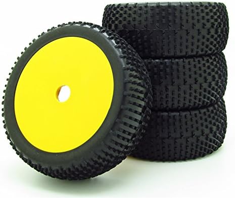 Rubber Tires &amp; Yellow Wheel Rims 4PCS RC 1:8 Off-Road Buggy Car
