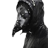 xcoser Plague Doctor Mask Props Halloween Steampunk Costume PU Leather Black