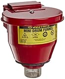 Justrite 08201 Steel Small Safety Drum Funnel with Self Closing Cover, 1 qt Capacity, 4-1/2