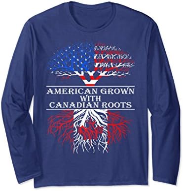 Unisex American Grown With Canadian Roots Country Tshirt 2XL Navy