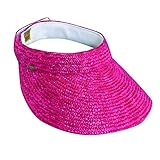 Dorfman Pacific Scala Straw Braid Velcro Visor (Fuchsia)