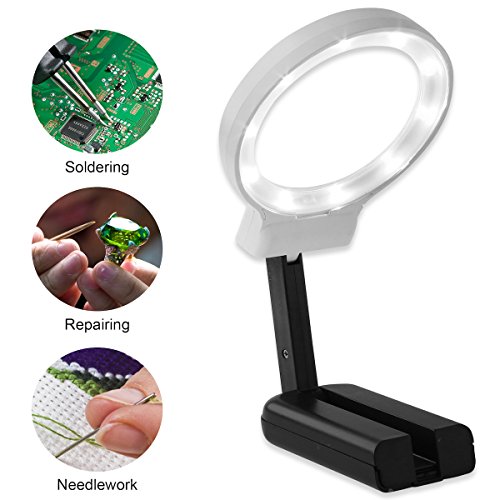 Fancii LED Lighted Hands Free Magnifying Glass with Light Stand 2X 4X Large Portable Fancii LED Lighted Hands Free Magnifying Glass with Light Stand 2X 4X Large Portable