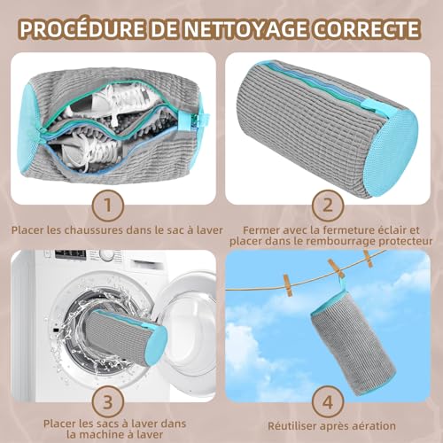 2 in 1 Improved Version Shoe Washing Bag for Shoes Washing Machine, 360° Cleaning, Reusable, Double Zipper Pocket